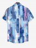 Chemise Tressé Boutonnée à L'Aquarelle avec Poche Aléatoire pour Homme - Bleu-gris S