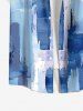 Chemise Tressé Boutonnée à L'Aquarelle avec Poche Aléatoire pour Homme - Bleu-gris M
