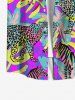 Chemise de Vacances Léopard Zèbre Feuille Imprimés avec Poche de Grande Taille - Multi-A M