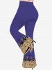 Pantalon Evasé Brillant 3D Etoile Imprimée à Carreaux de Grande Taille à Paillettes - Bleu S