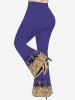 Pantalon Evasé Brillant 3D Etoile Imprimée à Carreaux de Grande Taille à Paillettes - Bleu M