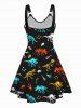 Plus Size Animal Bone Print O-ring Strap V Neck Sleeveless Dress -  
