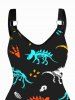 Plus Size Animal Bone Print O-ring Strap V Neck Sleeveless Dress -  
