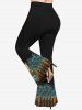 Pantalon Évasé à Imprimé Château et Ailes D'Ange Style Vintage Grande-Taille - Noir 5X