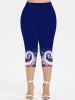Plus Size Tie Dye American Flag Print Capri Leggings -  