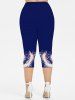 Plus Size Tie Dye American Flag Print Capri Leggings -  