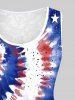 Plus Size Tie Dye American Flag Print Lace Back Tank Top -  