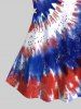 Plus Size Tie Dye American Flag Print Lace Back Tank Top -  