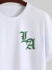 T-shirt Imprimé Lettre Géométrique Trou Angeles Style Ethnique pour Homme - Blanc 8XL