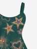 Plus Size Stars Heart Fireworks Eye Print Backless A Line Tank Dress -  