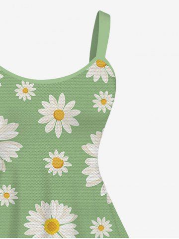 Hawaii Plus Size Daisy Flower Print Tank Dress