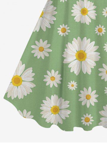 Hawaii Plus Size Daisy Flower Print Tank Dress