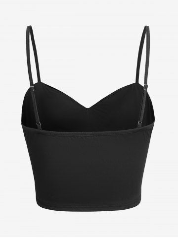 Plus Size Floral Lace Panel Patchwork Backless Crossover Cropped Cami Top(Adjustable Shoulder Strap)