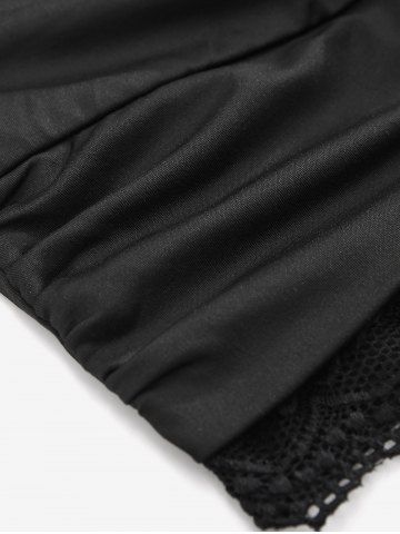 Plus Size Floral Lace Panel Patchwork Backless Crossover Cropped Cami Top(Adjustable Shoulder Strap)