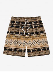 Men's Ethnic Floral Pattern Print Beach Shorts -  