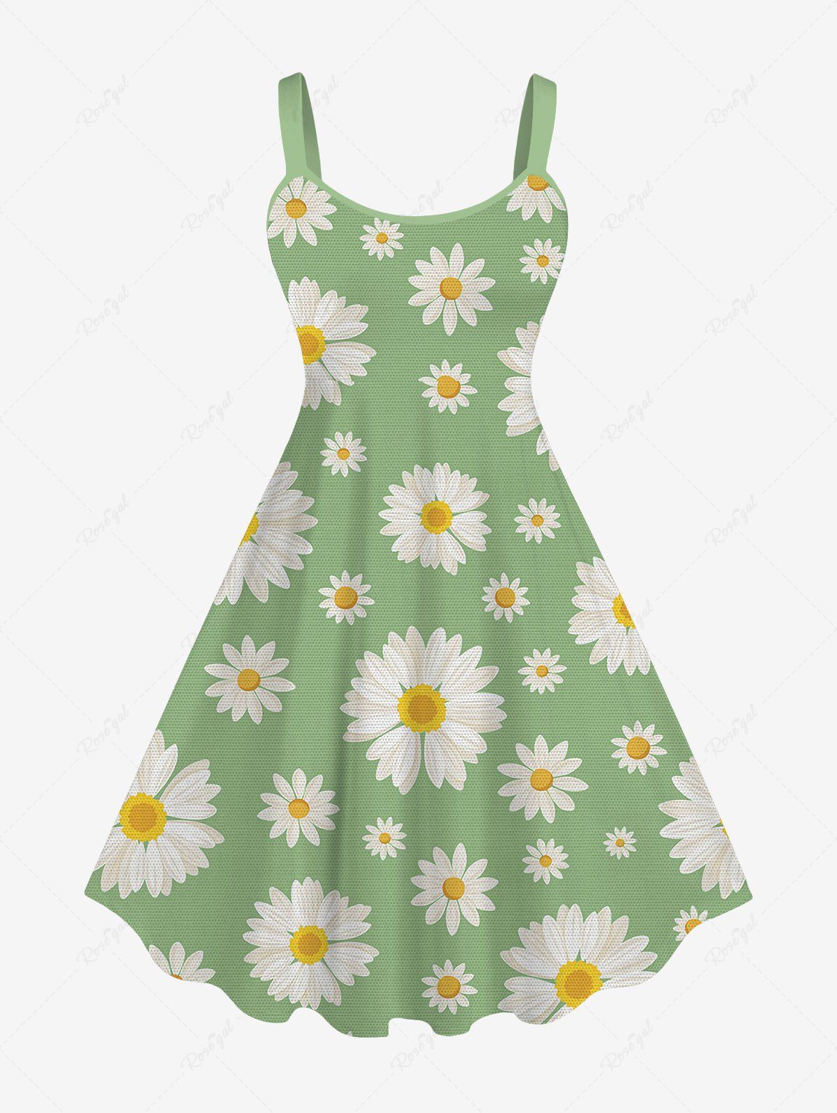 Discount Hawaii Plus Size Daisy Flower Print Tank Dress  
