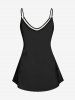Plus Size Cute Cat Flower Print Backless Cami Top(Adjustable Shoulder Strap) -  