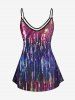 Plus Size Colorful Glitter 3D Sequins Print Cami Top (Adjustable Shoulder Strap) -  