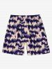 Men's Vacation Style Streak Dye Colorblock Print Beach Shorts -  