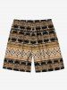 Men's Ethnic Floral Pattern Print Beach Shorts -  