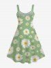 Hawaii Plus Size Daisy Flower Print Tank Dress -  