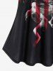 Plus Size American Flag Fire Flame Print Cold Shoulder T-shirt -  