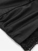 Plus Size Floral Lace Panel Patchwork Backless Crossover Cropped Cami Top(Adjustable Shoulder Strap) -  