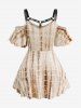 Plus Size Cold Shoulder O-Ring PU Straps Grommet Crossover Braided Streak Dye Ombre Top -  