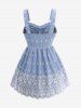 Plus Size Lace Up Panel Hollow Out Floral Embroidery Tassel Tank Top -  