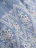 Plus Size Lace Up Panel Hollow Out Floral Embroidery Tassel Tank Top -  