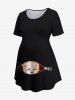 Plus Size Zipper Split Baby 3D Print Maternity T-shirt - Noir 3X