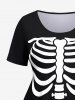 Plus Size Bowknot Skeleton Baby Print Maternity T-shirt -  
