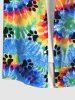 Hawaii Plus Size Turn-down Collar Spiral Watercolor Tie Dye Cat Paw Print Buttons Pocket Beach Shirt For Men -  