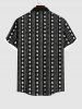 Hawaii Plus Size Turn-down Collar Moon Striped Print Buttons Pocket Beach Shirt For Men - Noir S