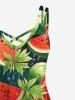 Hawaii Plus Size Watermelon Leaf Print Crisscross Strapy Cami Dress -  