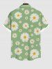 Hawaii Plus Size Daisy Flower Print Buttons Pocket Shirt For Men - Vert clair S