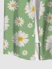 Hawaii Plus Size Daisy Flower Print Buttons Pocket Shirt For Men - Vert clair 4XL