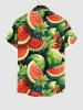 Hawaii Plus Size Watermelon Leaf  Print Buttons Pocket Shirt For Men -  