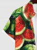 Hawaii Plus Size Watermelon Leaf  Print Buttons Pocket Shirt For Men - Multi-A L