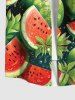 Hawaii Plus Size Watermelon Leaf  Print Buttons Pocket Shirt For Men -  