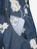 Plus Size Jacquard Embroidery Flowers Rivet Zip Up Leaf Buckle Cold Shoulder T-shirt -  