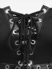 Gothic Plus Size Tie Dye Sun Star Moon Print Grommets Lace Up Sheer Mesh Layered Asymmetrical Tank Dress With Belt and Chain -  