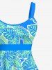 Coconut Tree Leaf Print Backless Tank Dress and Button Pocket Shirt Plus Size Hawaii Beach Outfit for Couples -  