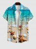 Sea Creatures Beach Shell Print Backless Dress and Button Pocket Shirt Plus Size Matching Hawaii Beach Outfit for Couples -  