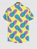 Hawaii Plus Size Turn-down Collar Pineapple Pin Dot Print Button Pocket Shirt For Men -  