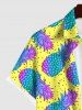 Hawaii Plus Size Turn-down Collar Pineapple Pin Dot Print Button Pocket Shirt For Men -  