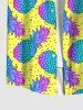Hawaii Plus Size Turn-down Collar Pineapple Pin Dot Print Button Pocket Shirt For Men -  