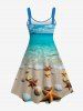 Hawaii Plus Size Sea Creatures Beach Shell Print Backless A Line Tank Dress -  