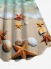 Sea Creatures Beach Shell Print Backless Dress and Button Pocket Shirt Plus Size Matching Hawaii Beach Outfit for Couples -  