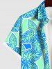 Hawaii Plus Size Turn-down Collar Coconut Tree Leaf Print Button Pocket Shirt For Men - Vert clair S